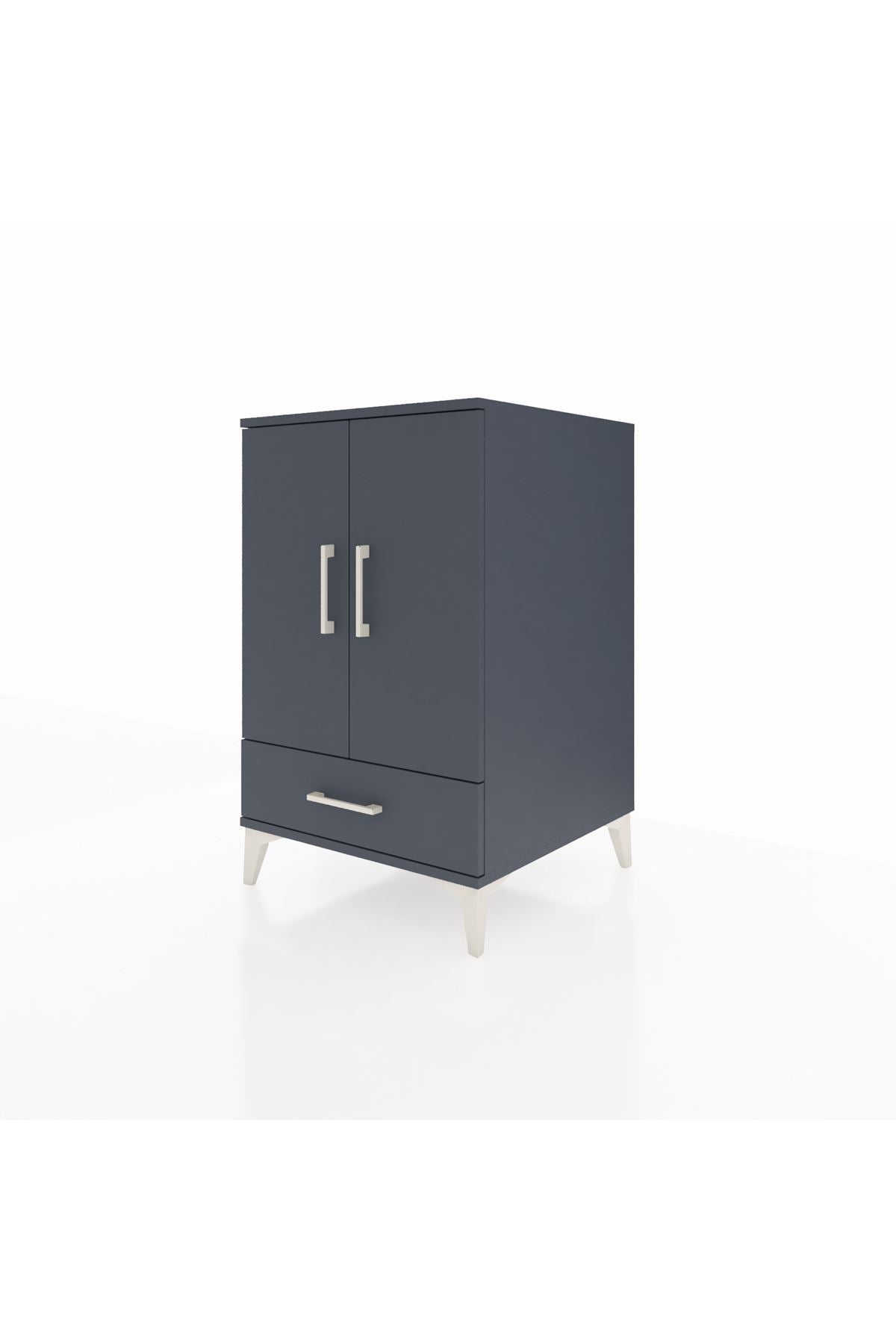 Kronos Komodin 3 Raflı Tek Çekmeceli 2 Kapaklı 60x59x96 Antrasit-Antrasit