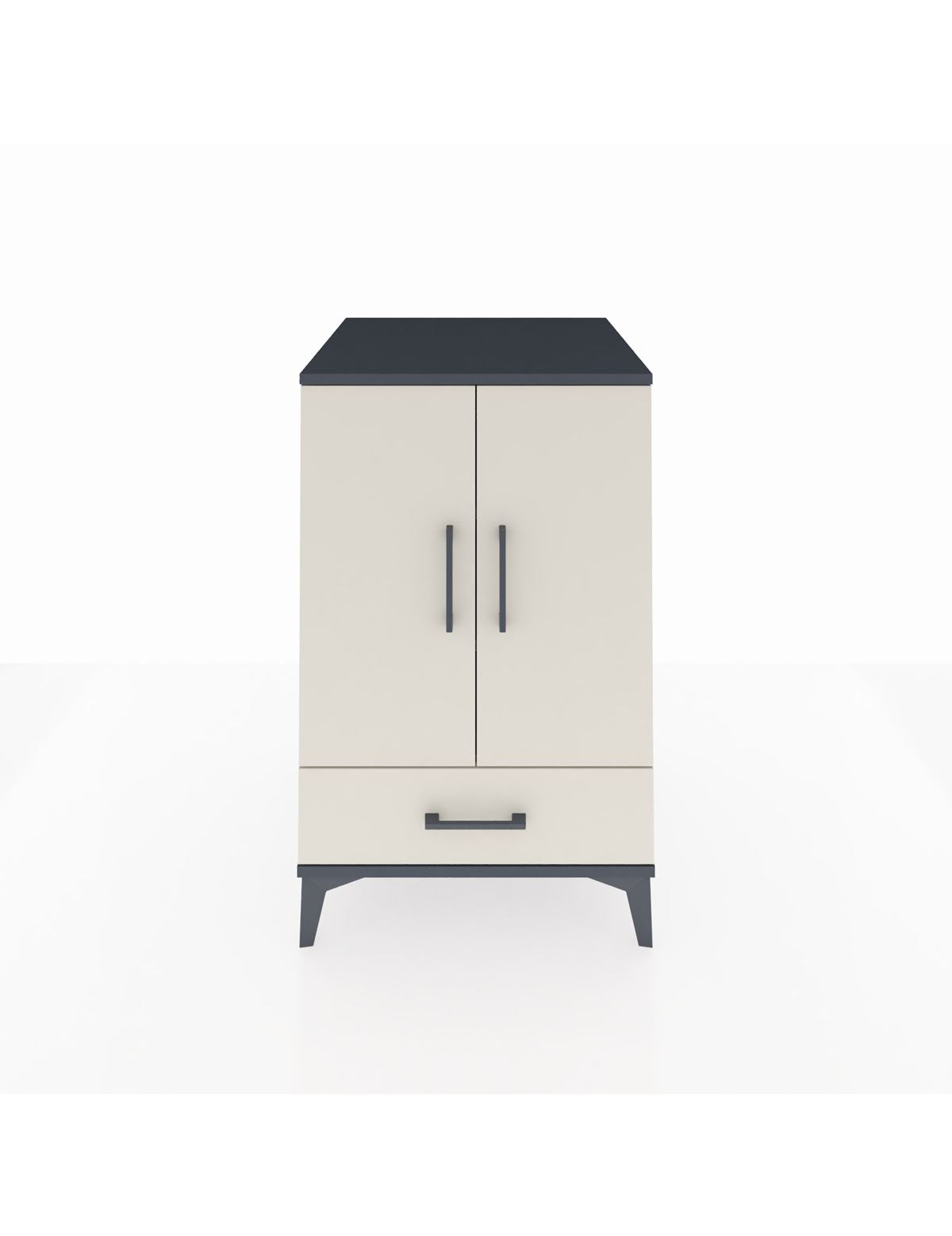 Kronos Komodin 3 Raflı Tek Çekmeceli 2 Kapaklı 60x59x96 Antrasit-Aytaşı