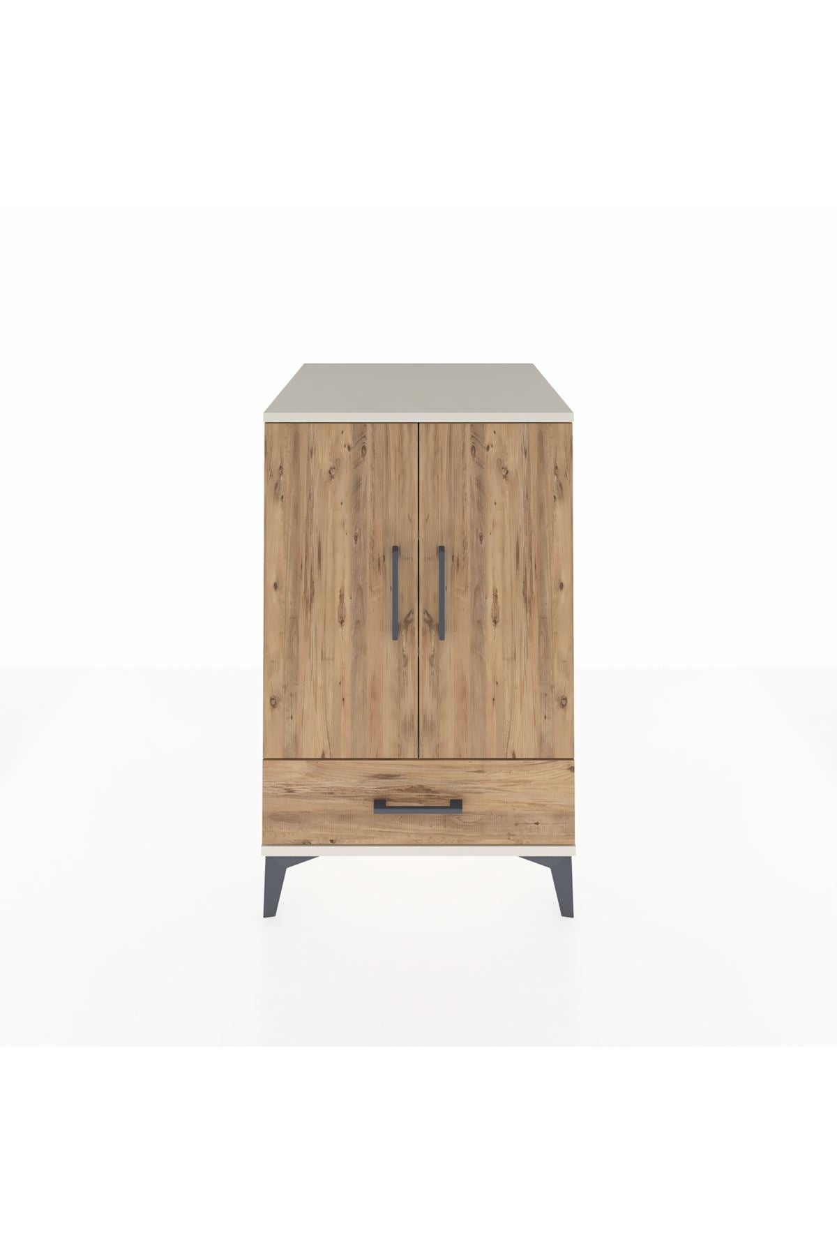 Kronos Komodin 3 Raflı Tek Çekmeceli 2 Kapaklı 60x59x96 Aytaşı-Çam