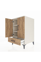 Kronos Komodin 3 Raflı Tek Çekmeceli 2 Kapaklı 60x59x96 Aytaşı-Çam