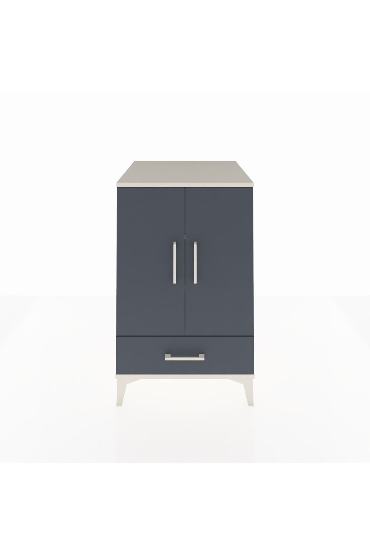 Kronos Komodin 3 Raflı Tek Çekmeceli 2 Kapaklı 60x59x96 Aytaşı-Antrasit