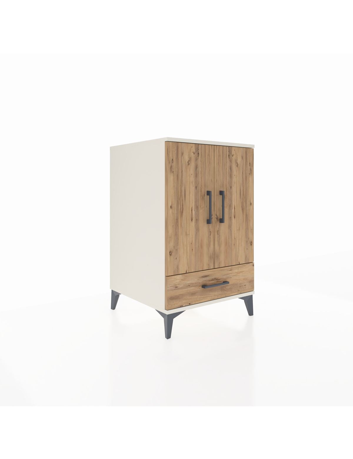 Kronos Komodin 3 Raflı Tek Çekmeceli 2 Kapaklı 60x59x96 Aytaşı-Çam