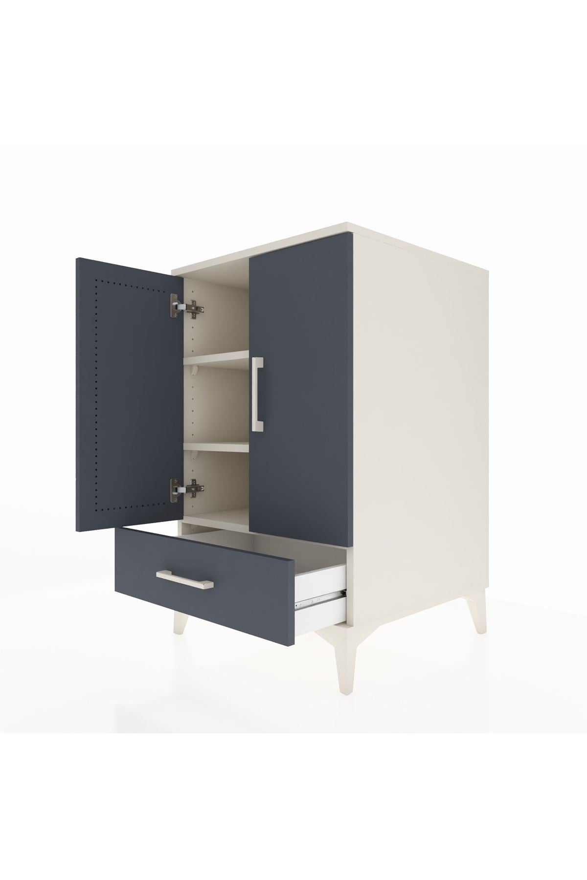 Kronos Komodin 3 Raflı Tek Çekmeceli 2 Kapaklı 60x59x96 Aytaşı-Antrasit