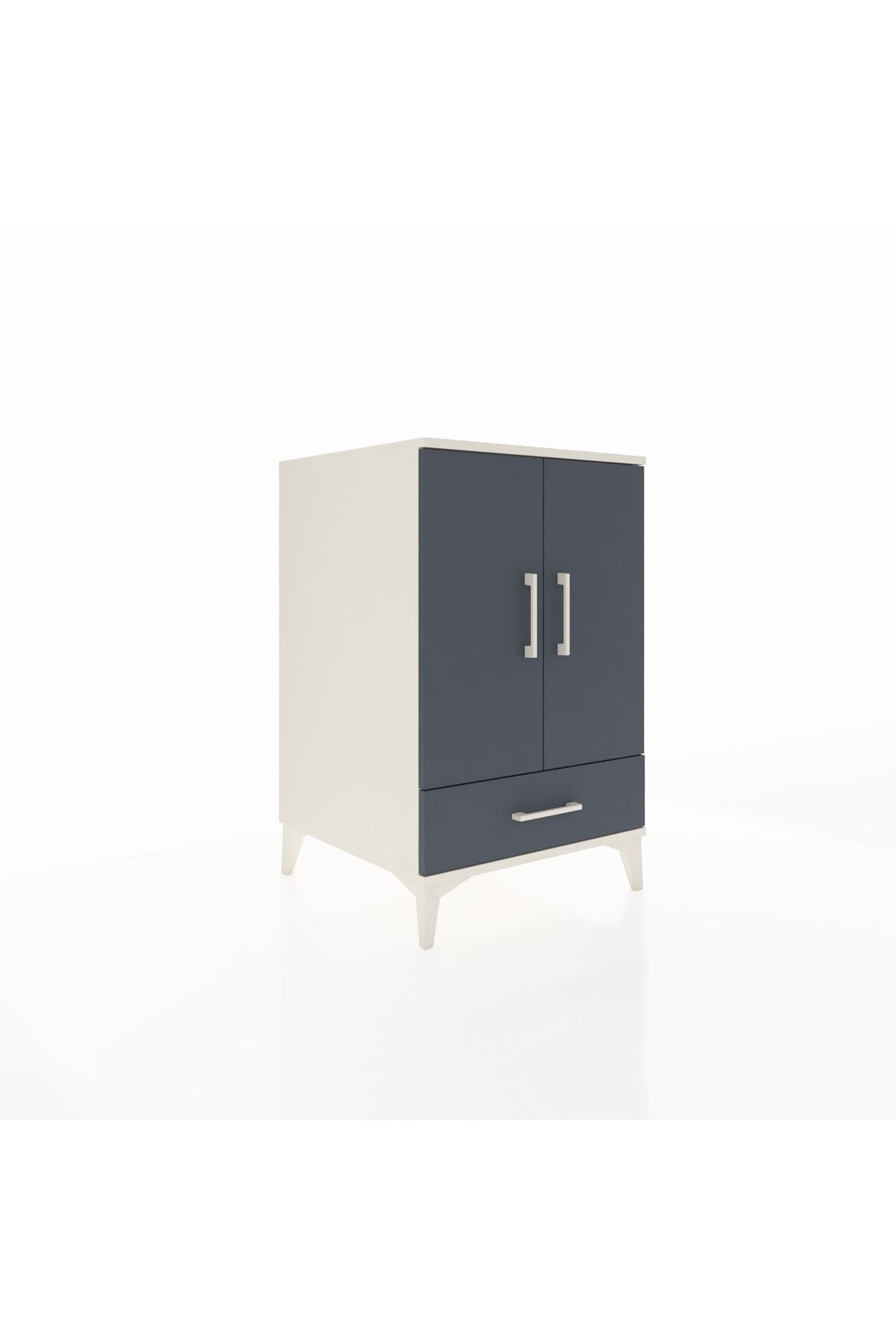 Kronos Komodin 3 Raflı Tek Çekmeceli 2 Kapaklı 60x59x96 Aytaşı-Antrasit