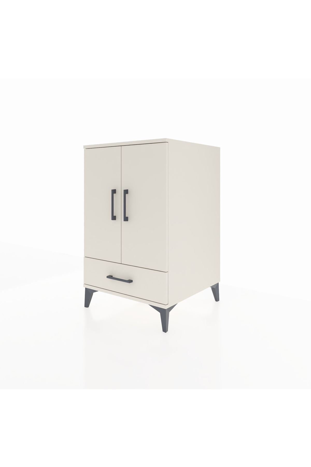 Kronos Komodin 3 Raflı Tek Çekmeceli 2 Kapaklı 60x59x96 Aytaşı-Aytaşı