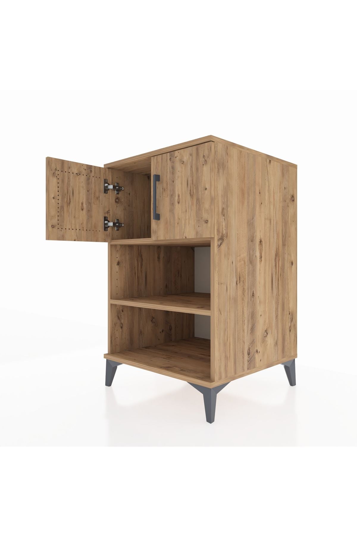 Kronos Komodin 2 Raflı 2 Kapaklı 60x59x96 Çam-Çam