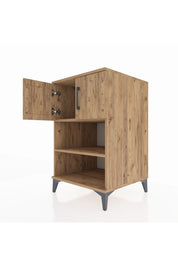 Kronos Komodin 2 Raflı 2 Kapaklı 60x59x96 Çam-Çam