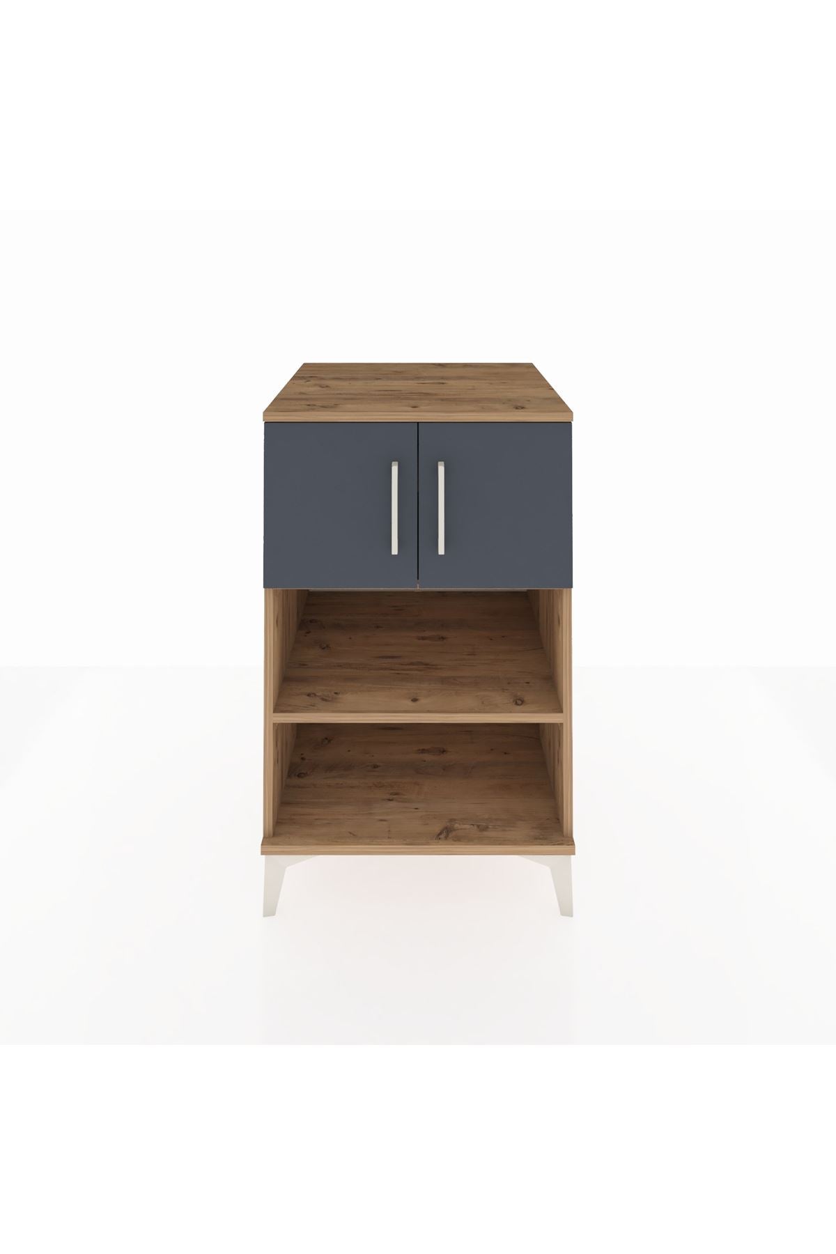 Kronos Komodin 2 Raflı 2 Kapaklı 60x59x96 Çam-Antrasit