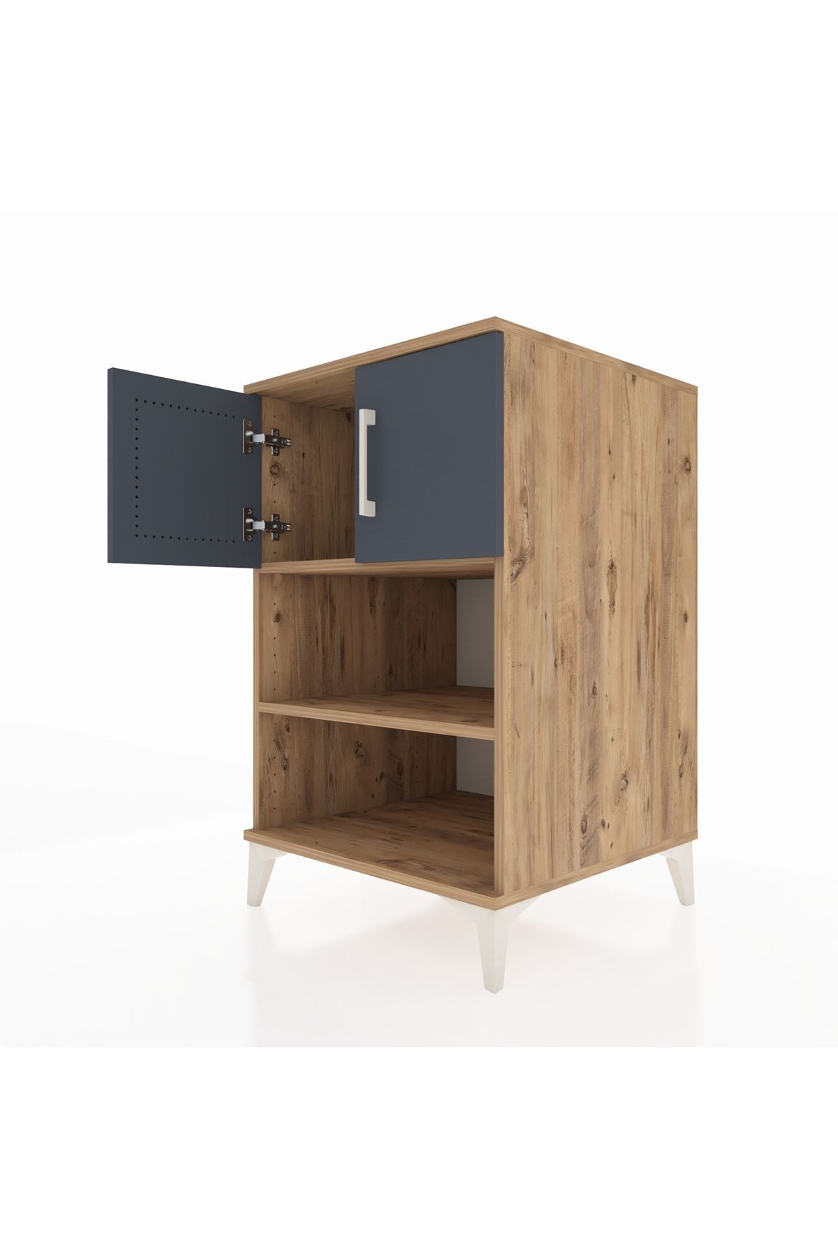 Kronos Komodin 2 Raflı 2 Kapaklı 60x59x96 Çam-Antrasit