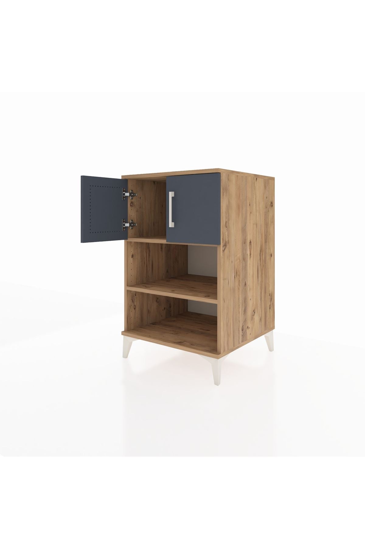 Kronos Komodin 2 Raflı 2 Kapaklı 60x59x96 Çam-Antrasit