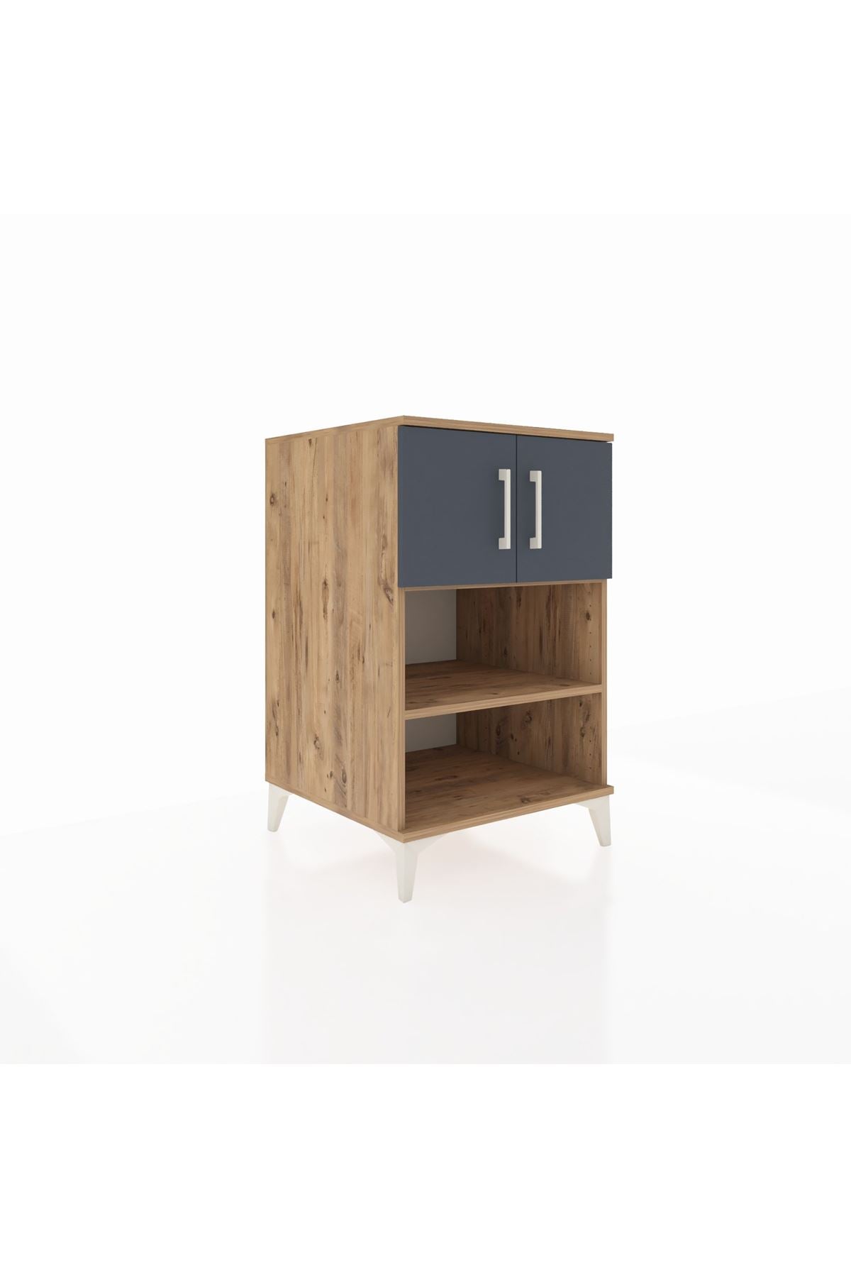 Kronos Komodin 2 Raflı 2 Kapaklı 60x59x96 Çam-Antrasit