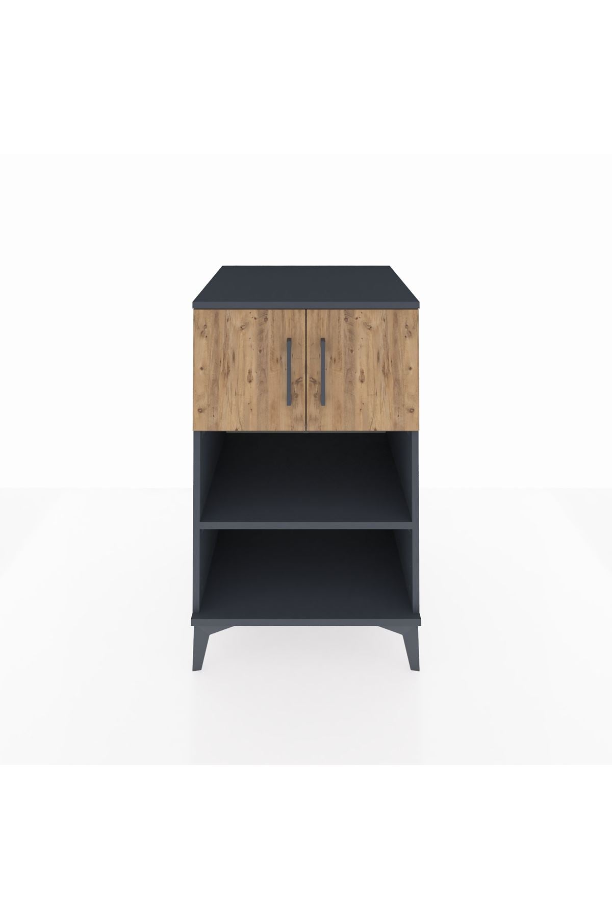 Kronos Komodin 2 Raflı 2 Kapaklı 60x59x96 Antrasit-Çam