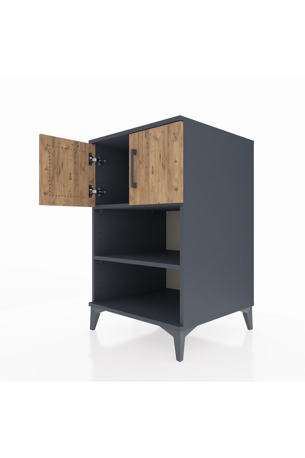 Kronos Komodin 2 Raflı 2 Kapaklı 60x59x96 Antrasit-Çam