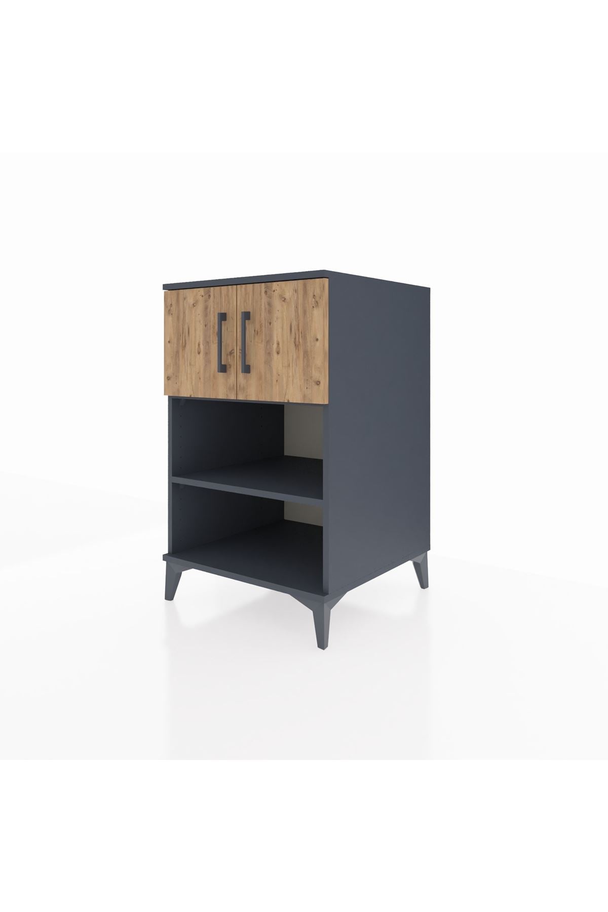 Kronos Komodin 2 Raflı 2 Kapaklı 60x59x96 Antrasit-Çam