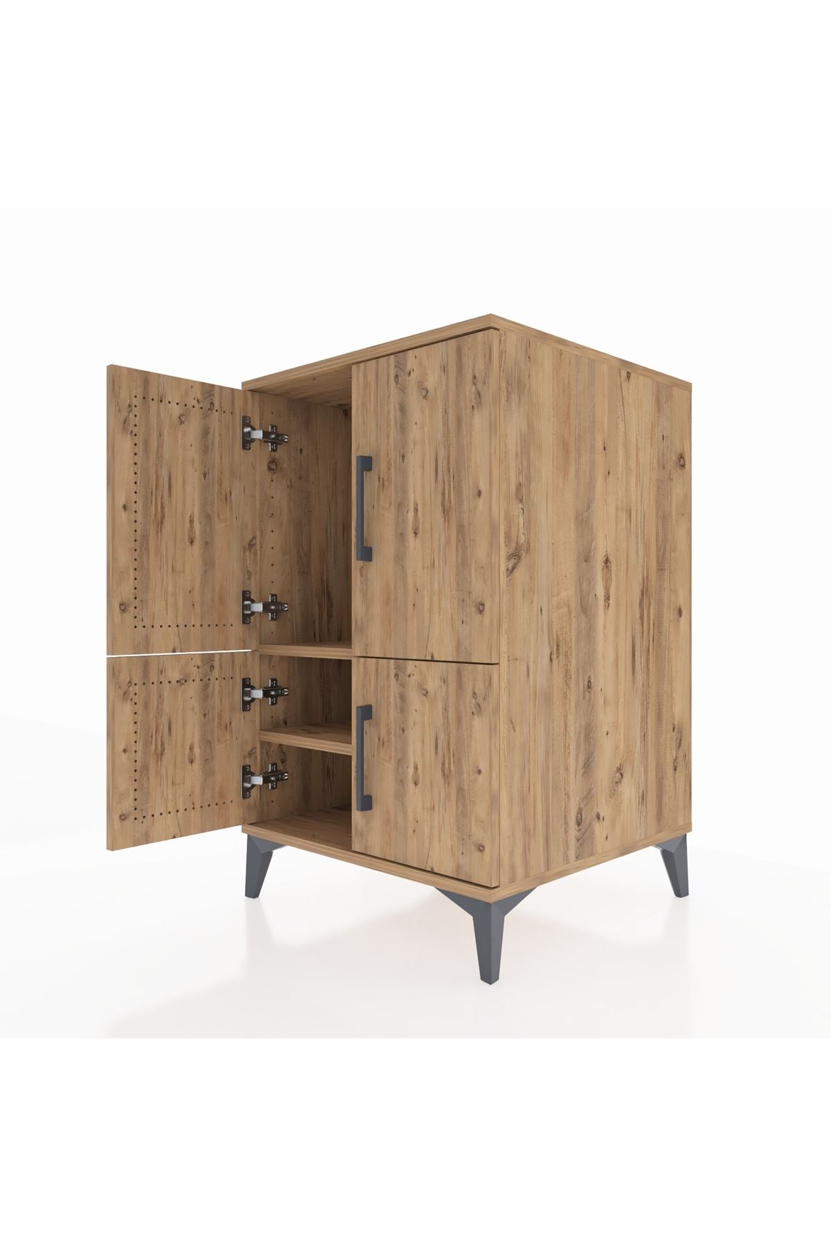 Kronos Komodin 2 Raflı 4 Kapaklı 60x59x96 Çam-Çam