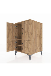 Kronos Komodin 2 Raflı 4 Kapaklı 60x59x96 Çam-Çam