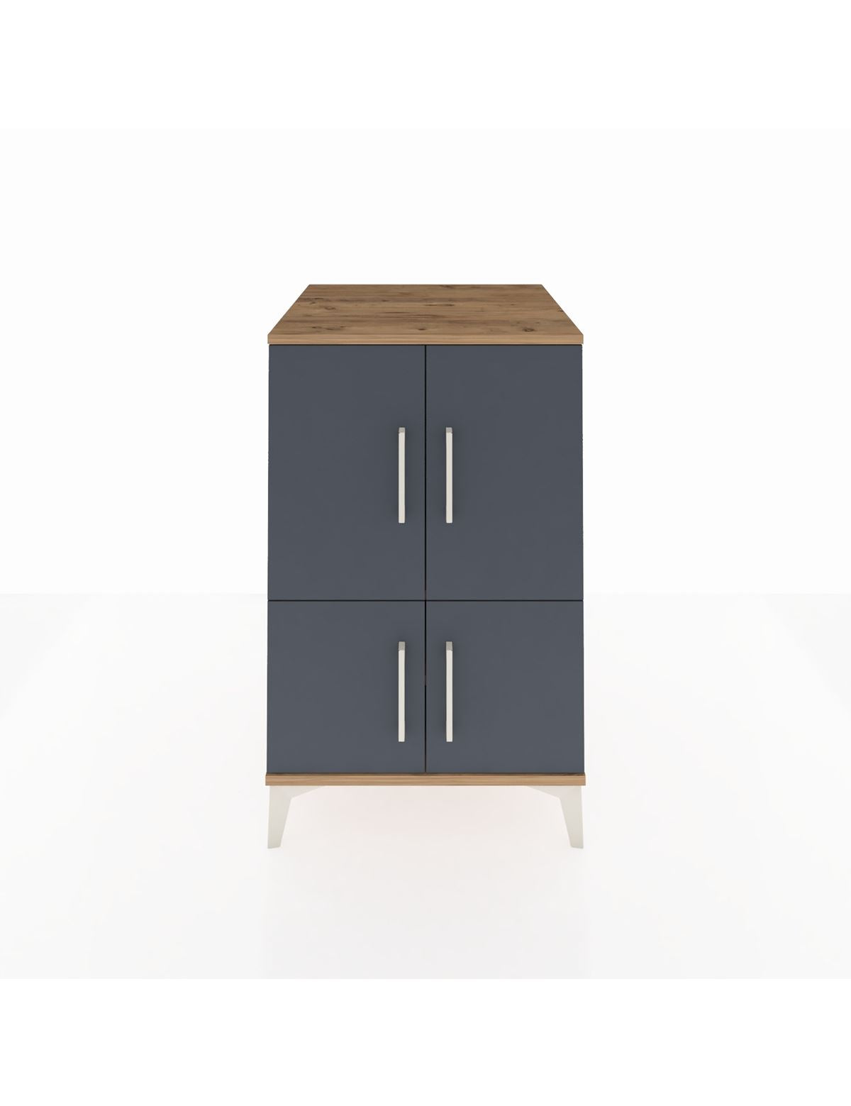 Kronos Komodin 2 Raflı 4 Kapaklı 60x59x96 Çam-Antrasit