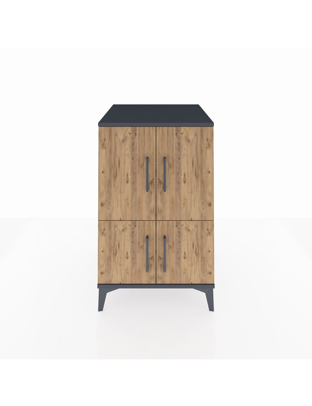 Kronos Komodin 2 Raflı 4 Kapaklı 60x59x96 Antrasit-Çam