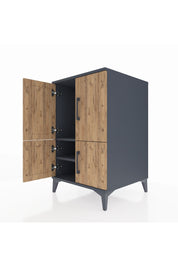 Kronos Komodin 2 Raflı 4 Kapaklı 60x59x96 Antrasit-Çam