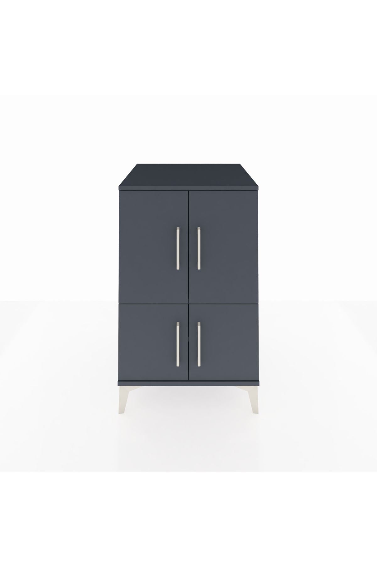 Kronos Komodin 2 Raflı 4 Kapaklı 60x59x96 Antrasit-Antrasit