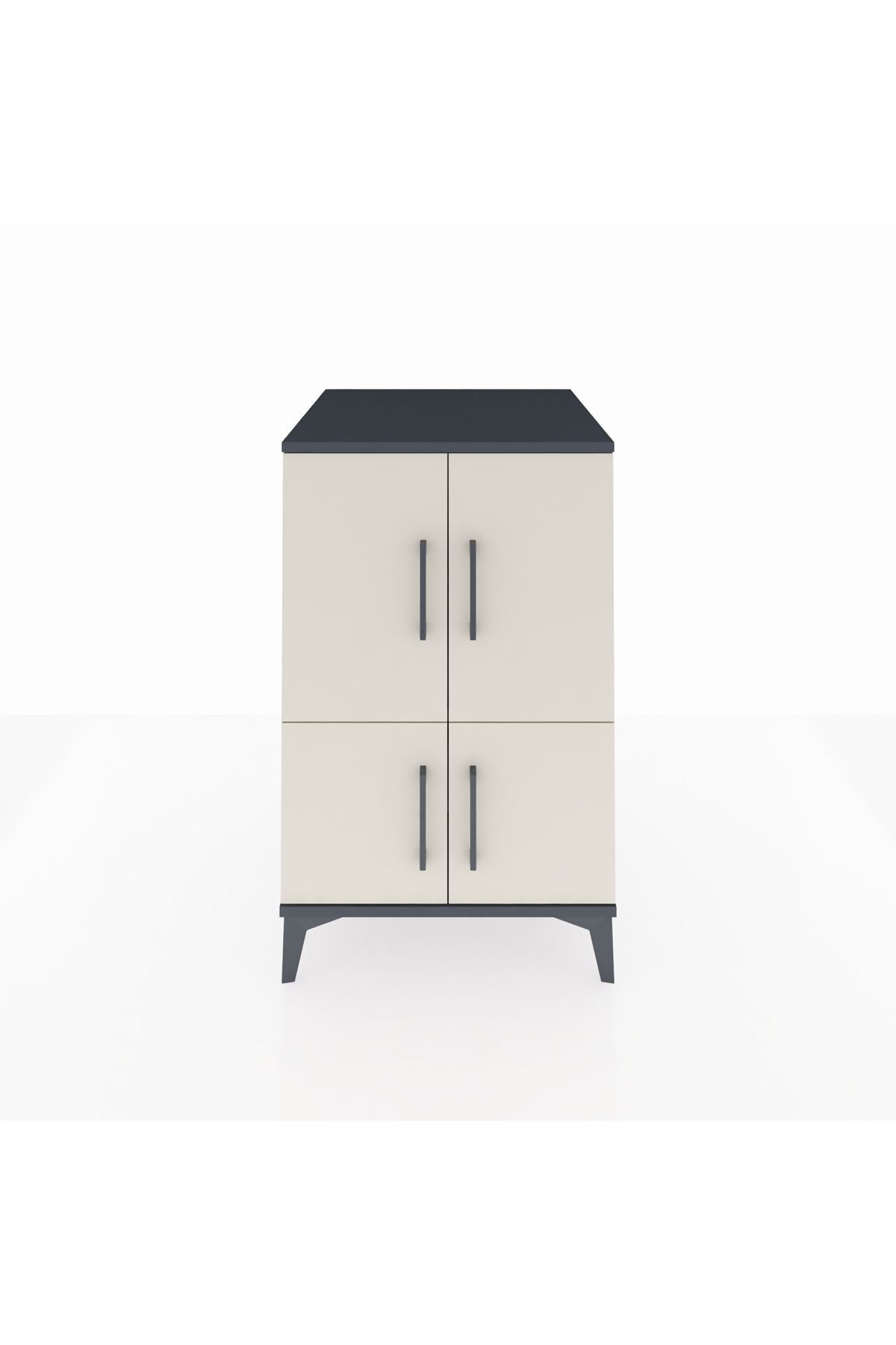 Kronos Komodin 2 Raflı 4 Kapaklı 60x59x96 Antrasit-Aytaşı