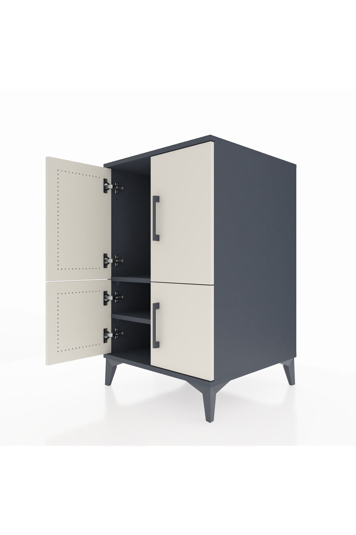 Kronos Komodin 2 Raflı 4 Kapaklı 60x59x96 Antrasit-Aytaşı