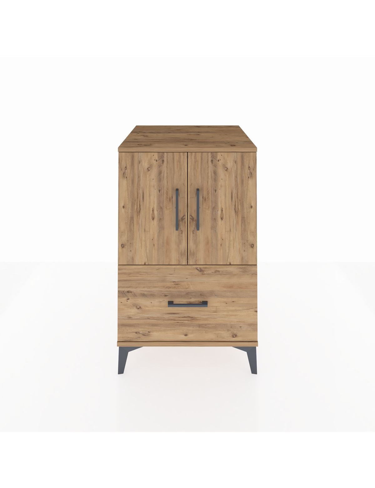 Kronos Komodin 2 Raflı Tek Çekmeceli 2 Kapaklı 60x59x96 Çam-Çam