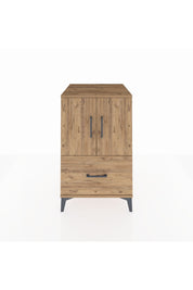 Kronos Komodin 2 Raflı Tek Çekmeceli 2 Kapaklı 60x59x96 Çam-Çam