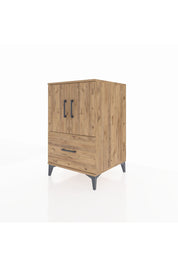 Kronos Komodin 2 Raflı Tek Çekmeceli 2 Kapaklı 60x59x96 Çam-Çam