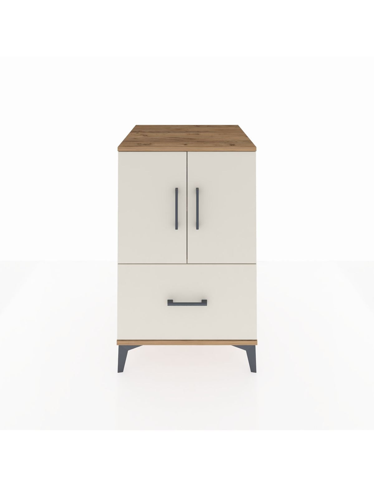 Kronos Komodin 2 Raflı Tek Çekmeceli 2 Kapaklı 60x59x96 Çam-Aytaşı