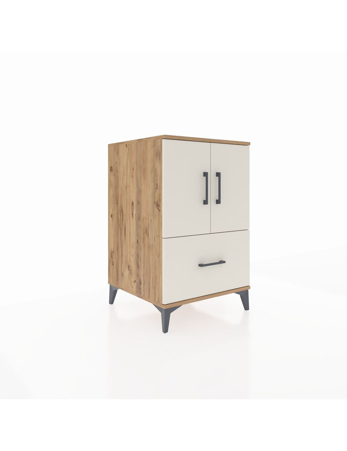 Kronos Komodin 2 Raflı Tek Çekmeceli 2 Kapaklı 60x59x96 Çam-Aytaşı