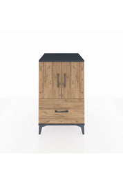 Kronos Komodin 2 Raflı Tek Çekmeceli 2 Kapaklı 60x59x96 Antrasit-Çam