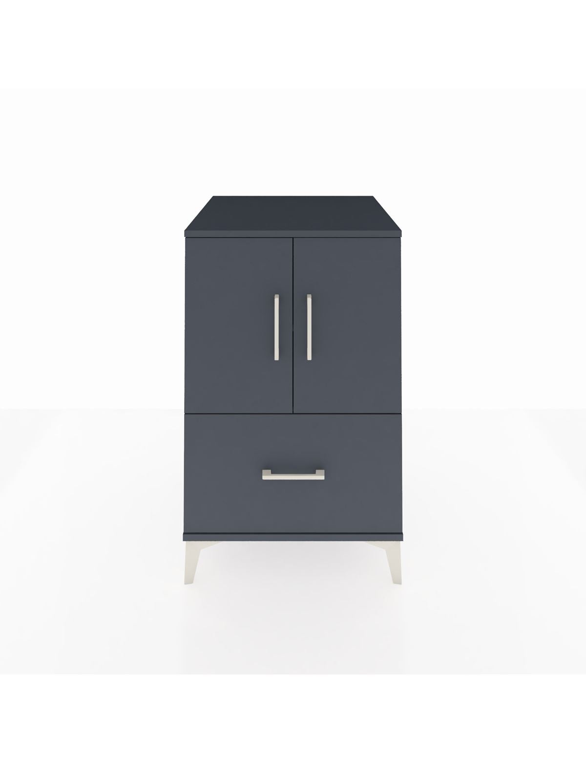 Kronos Komodin 2 Raflı Tek Çekmeceli 2 Kapaklı 60x59x96 Antrasit-Antrasit