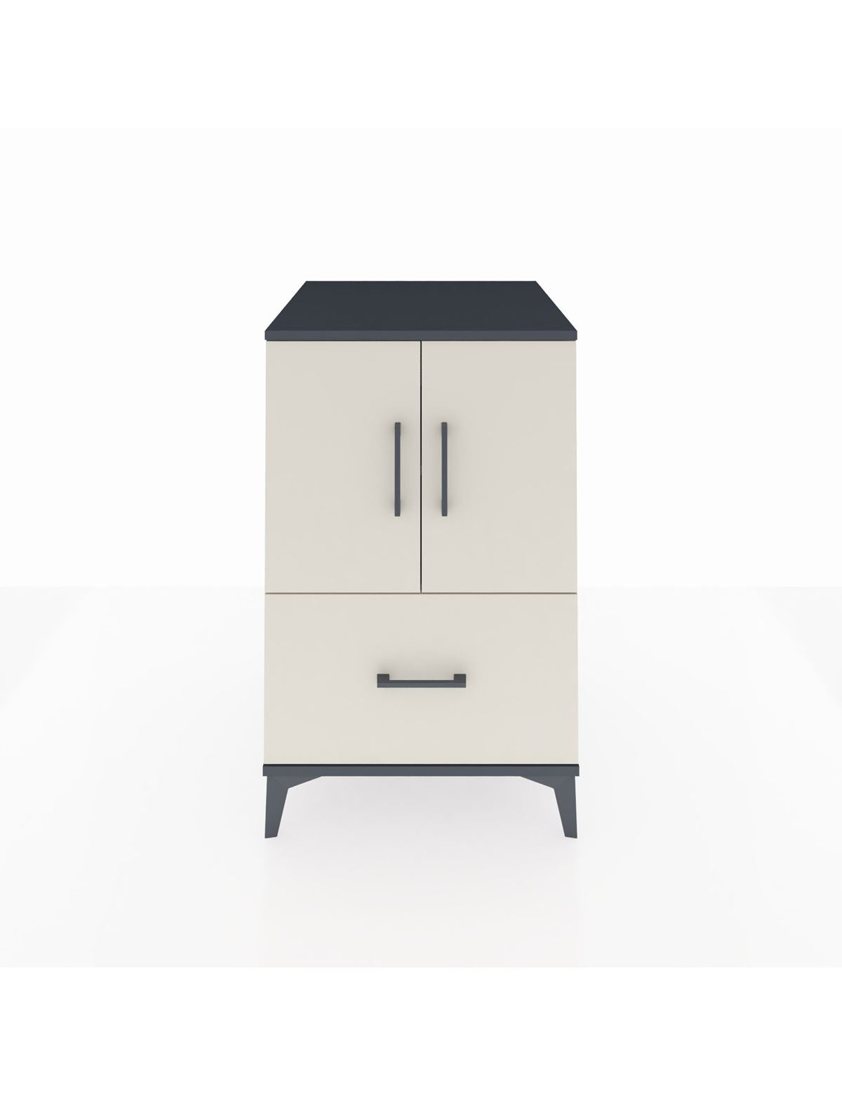 Kronos Komodin 2 Raflı Tek Çekmeceli 2 Kapaklı 60x59x96 Antrasit-Aytaşı