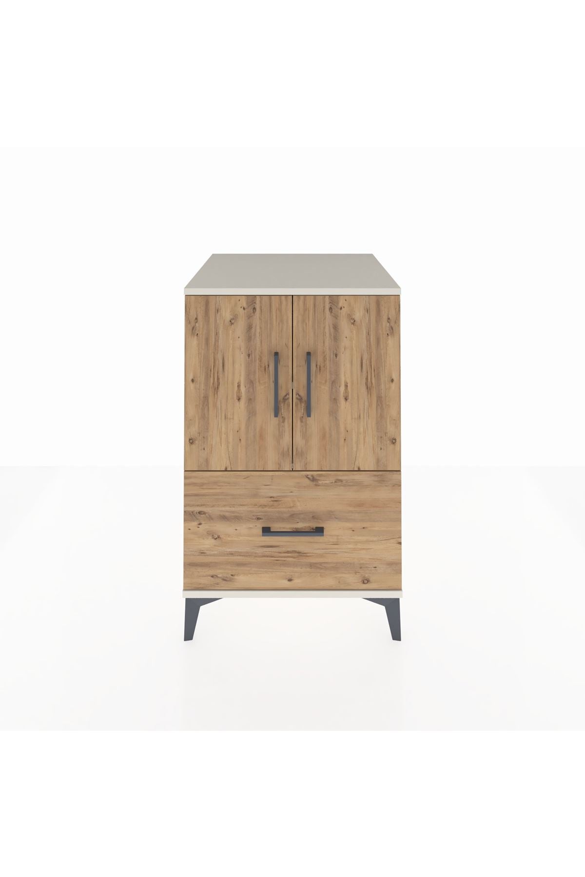 Kronos Komodin 2 Raflı Tek Çekmeceli 2 Kapaklı 60x59x96 Aytaşı-Çam