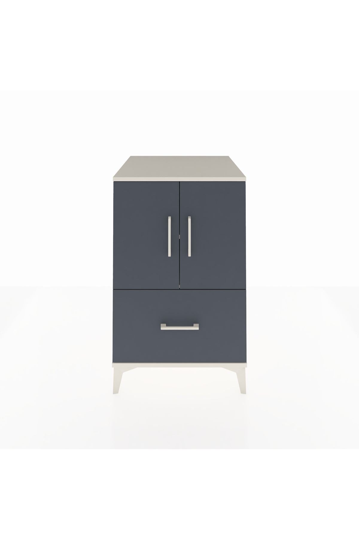 Kronos Komodin 2 Raflı Tek Çekmeceli 2 Kapaklı 60x59x96 Aytaşı-Antrasit