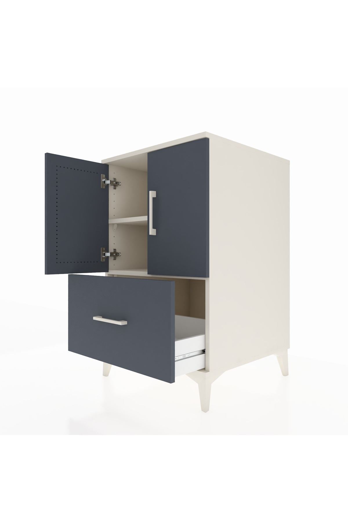 Kronos Komodin 2 Raflı Tek Çekmeceli 2 Kapaklı 60x59x96 Aytaşı-Antrasit