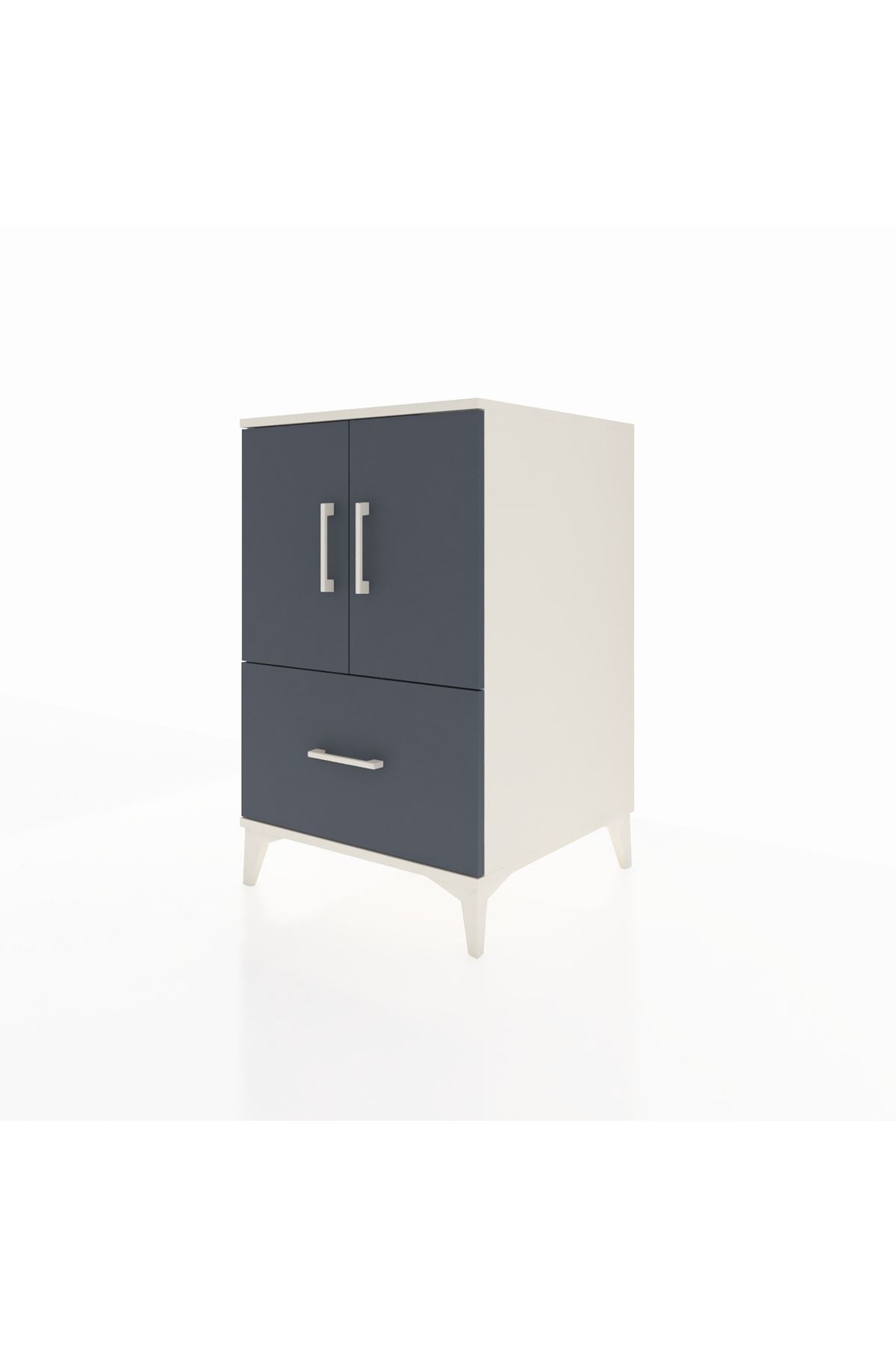 Kronos Komodin 2 Raflı Tek Çekmeceli 2 Kapaklı 60x59x96 Aytaşı-Antrasit