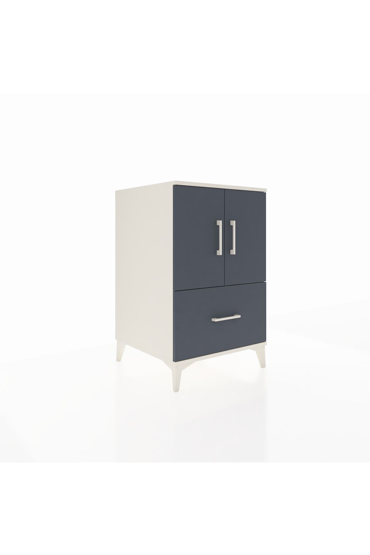 Kronos Komodin 2 Raflı Tek Çekmeceli 2 Kapaklı 60x59x96 Aytaşı-Antrasit