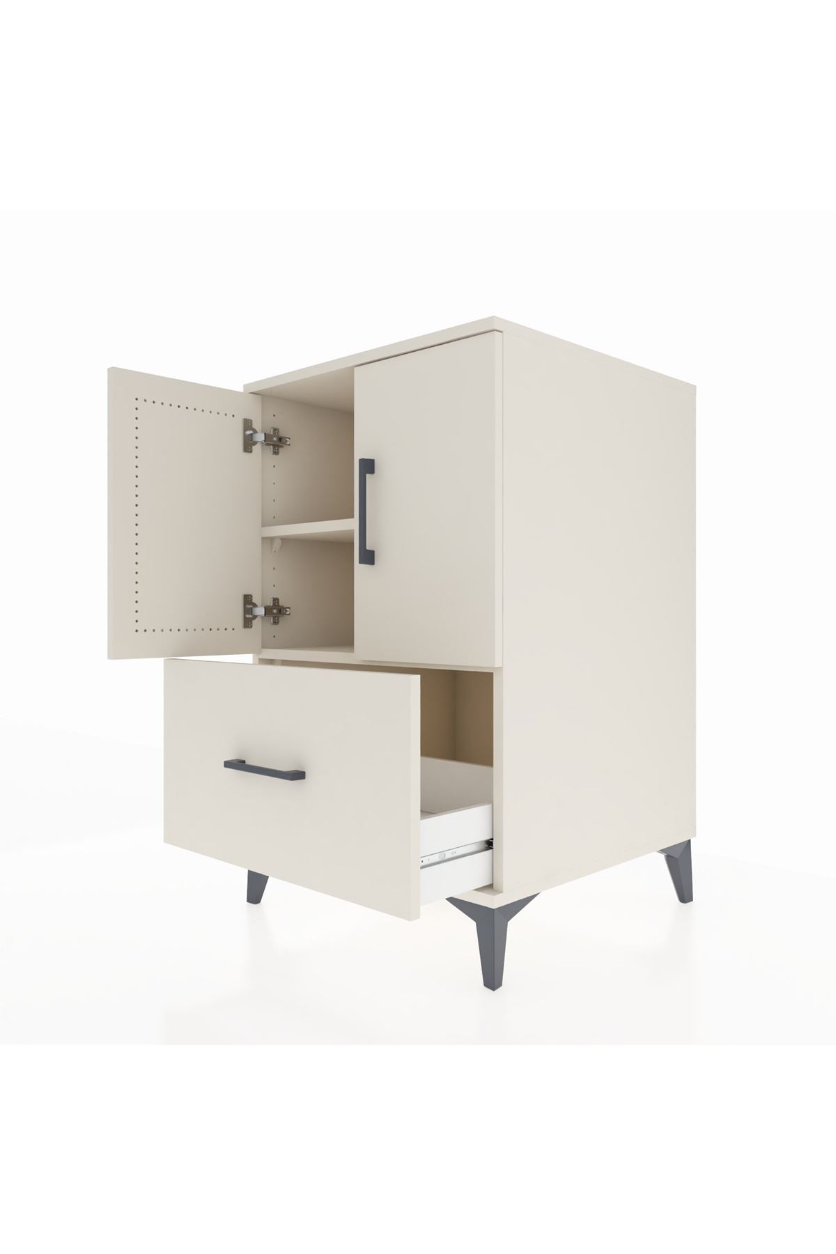 Kronos Komodin 2 Raflı Tek Çekmeceli 2 Kapaklı 60x59x96 Aytaşı-Aytaşı