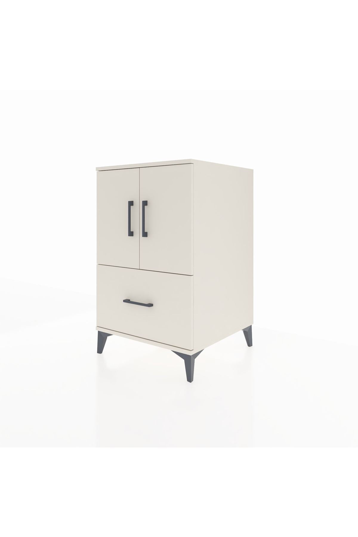 Kronos Komodin 2 Raflı Tek Çekmeceli 2 Kapaklı 60x59x96 Aytaşı-Aytaşı