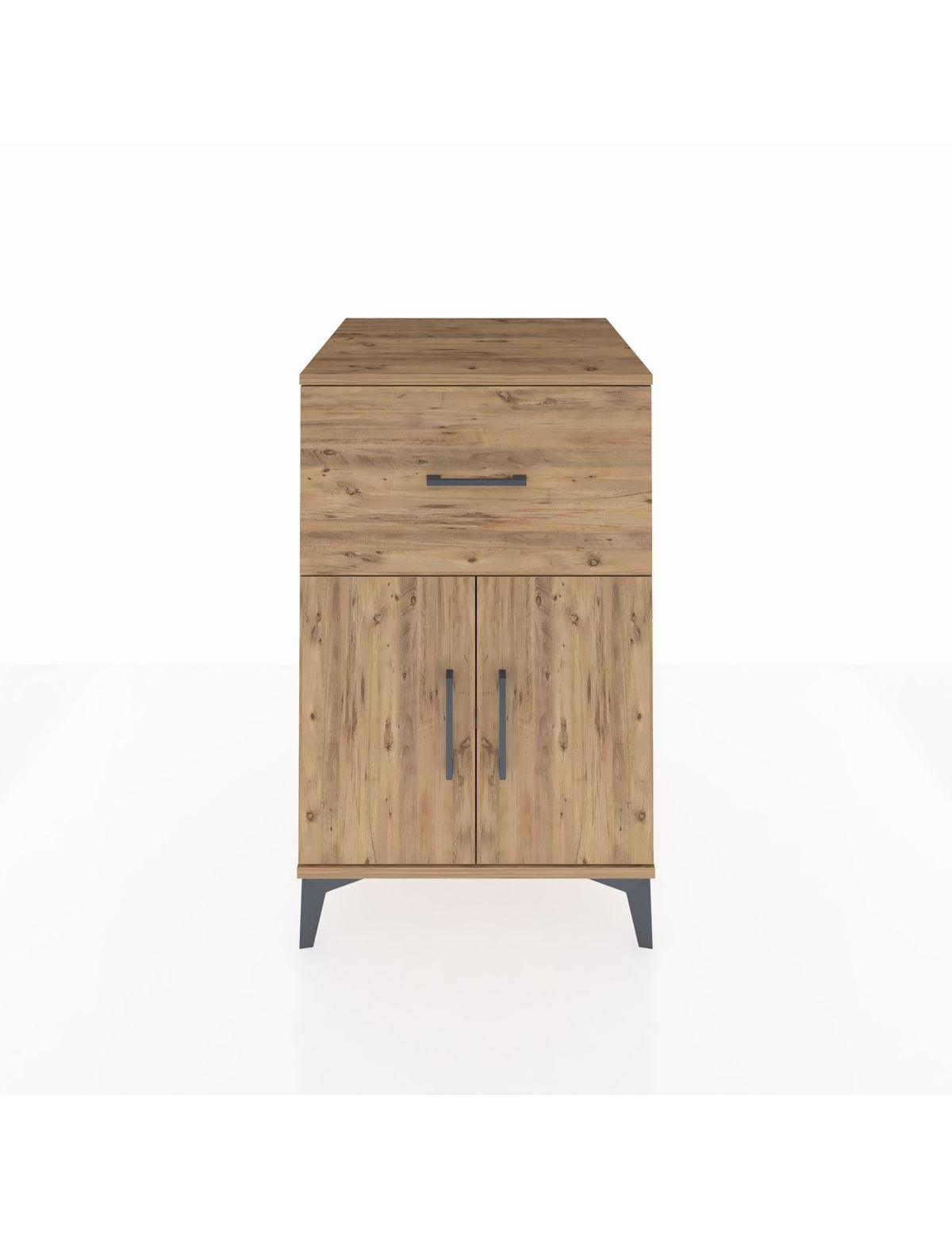 Kronos Komodin Tek Raflı Tek Çekmeceli 2 Kapaklı 60x59x96 Çam-Çam