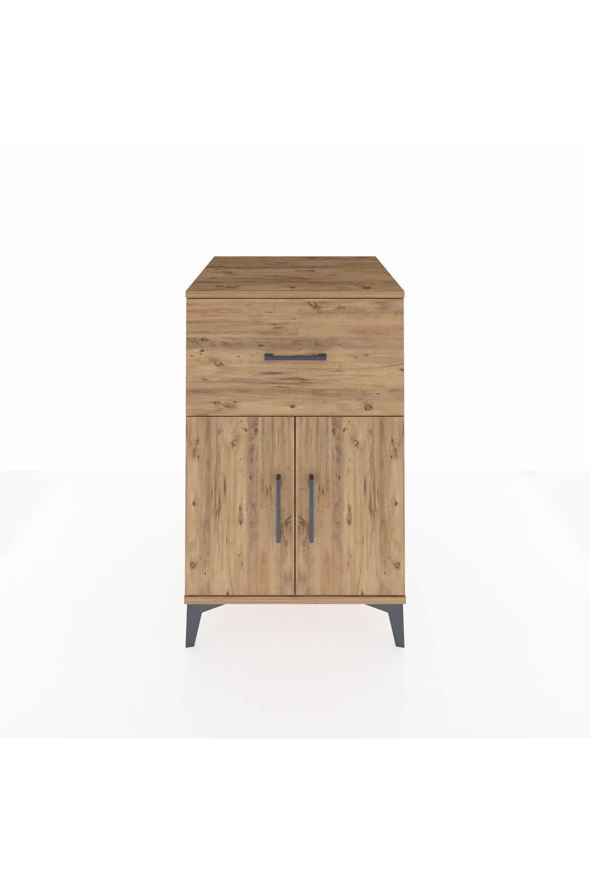 Kronos Komodin Tek Raflı Tek Çekmeceli 2 Kapaklı 60x59x96 Çam-Çam