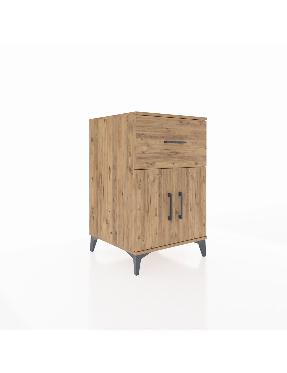 Kronos Komodin Tek Raflı Tek Çekmeceli 2 Kapaklı 60x59x96 Çam-Çam