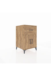 Kronos Komodin Tek Raflı Tek Çekmeceli 2 Kapaklı 60x59x96 Çam-Çam