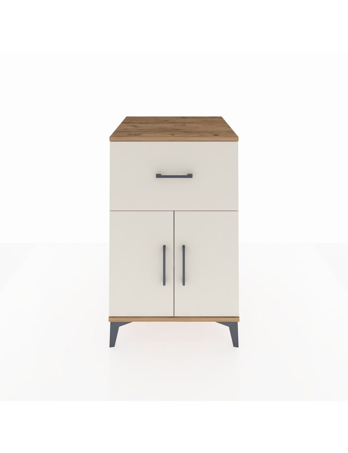 Kronos Komodin Tek Raflı Tek Çekmeceli 2 Kapaklı 60x59x96 Çam-Aytaşı