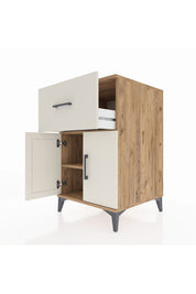 Kronos Komodin Tek Raflı Tek Çekmeceli 2 Kapaklı 60x59x96 Çam-Aytaşı