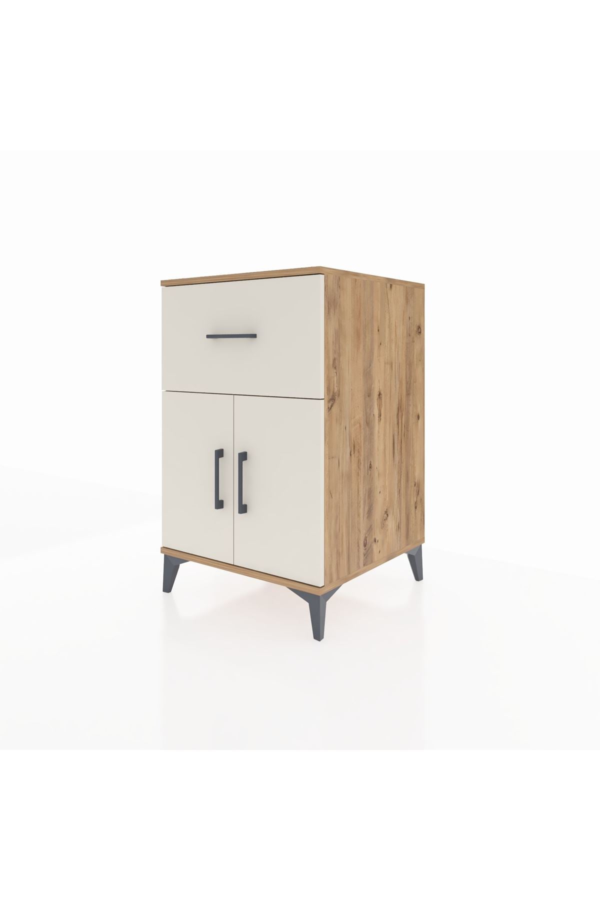 Kronos Komodin Tek Raflı Tek Çekmeceli 2 Kapaklı 60x59x96 Çam-Aytaşı