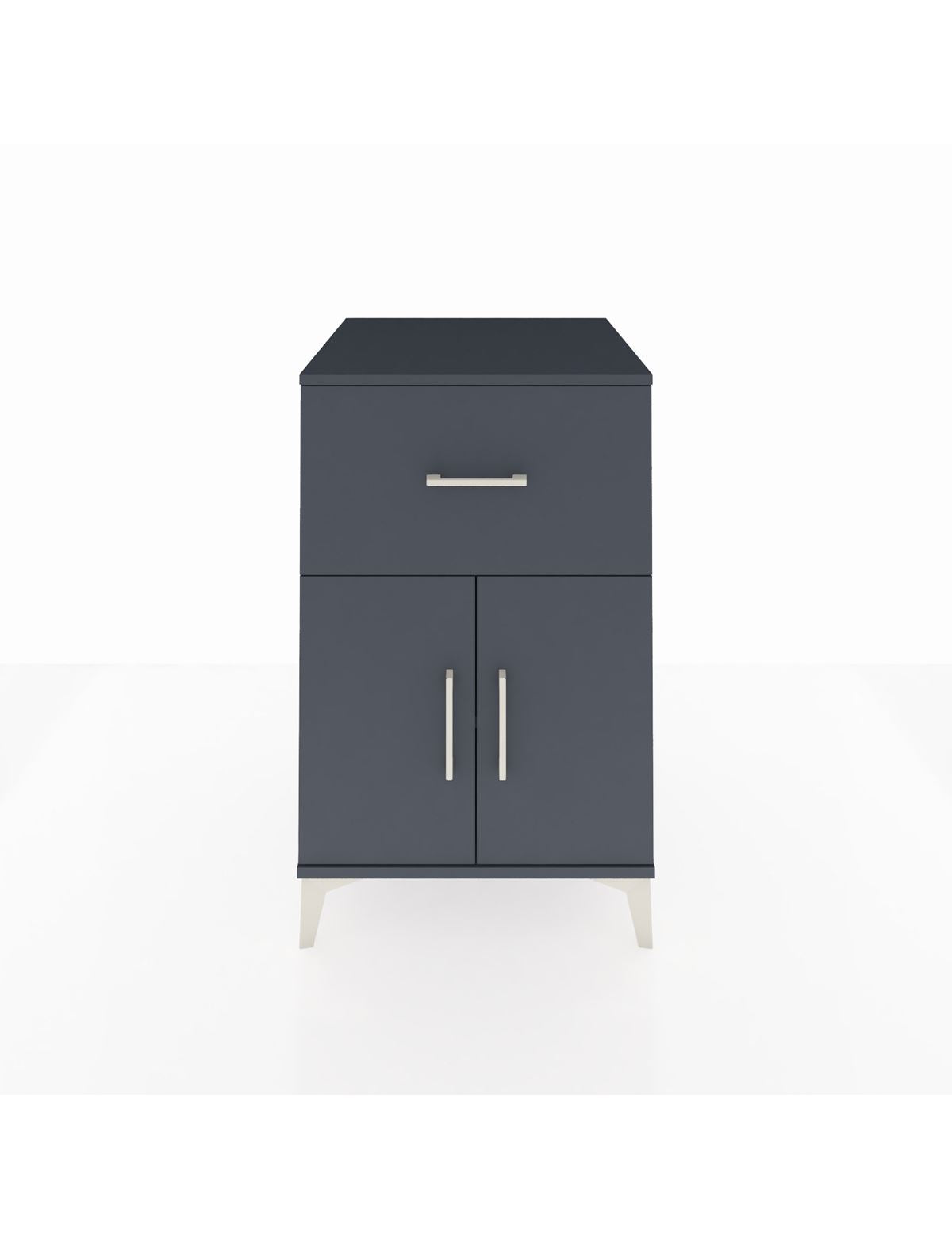 Kronos Komodin Tek Raflı Tek Çekmeceli 2 Kapaklı 60x59x96 Antrasit-Antrasit