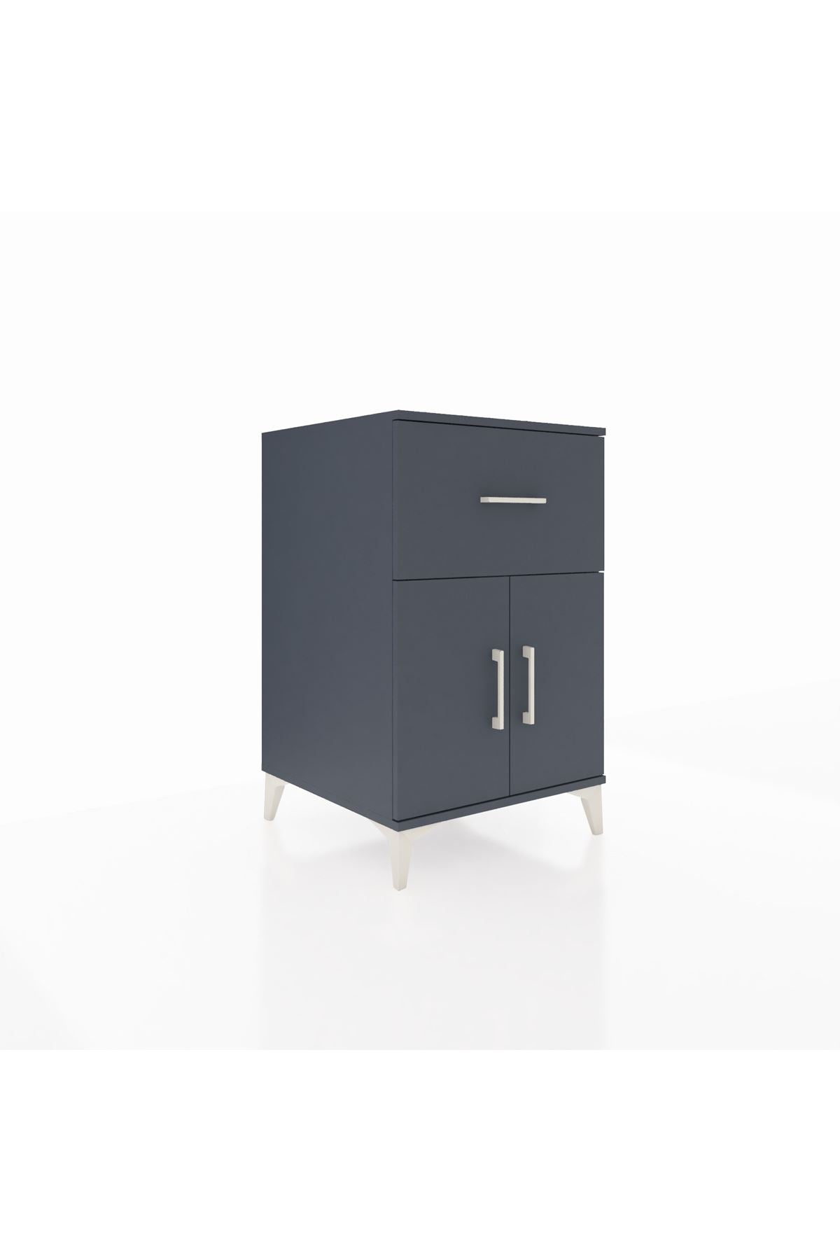 Kronos Komodin Tek Raflı Tek Çekmeceli 2 Kapaklı 60x59x96 Antrasit-Antrasit